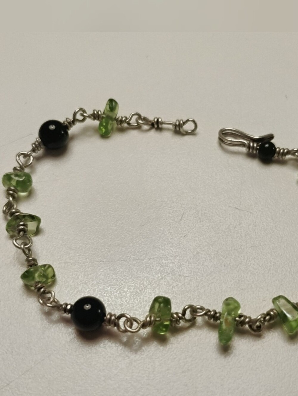 💚🖤Peridot Onyx Sterling Silver Bracelet